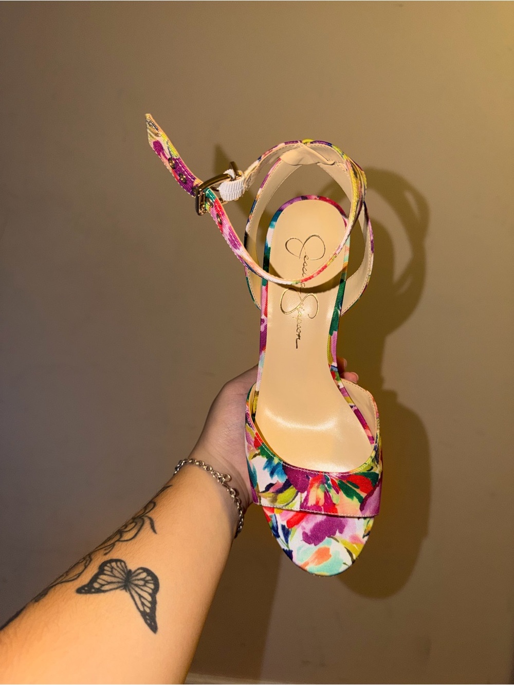 Jessica Simpson Multicolor Floral Ankle-Strap Heel